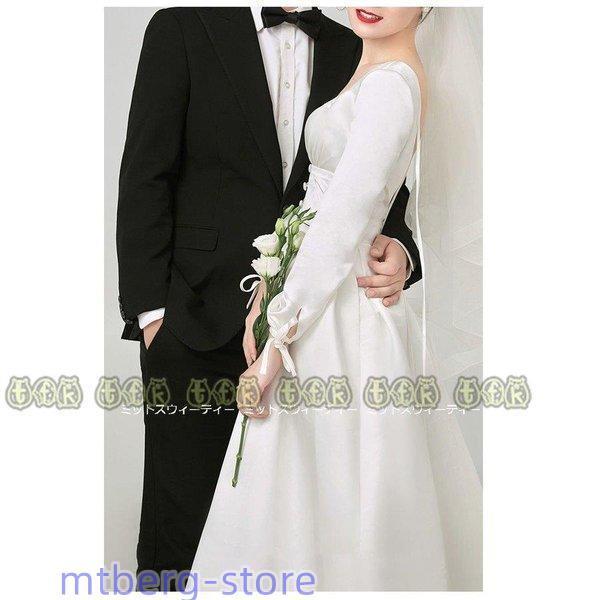 ウェディングドレス ロングドレス 結婚式 ウエディングドレス 長袖 A