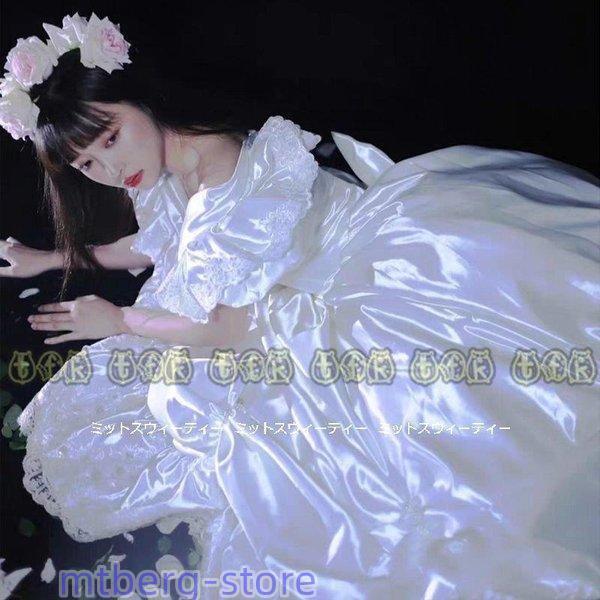 ウエディングドレス レトロ婚 花嫁 サテン 純白 昭和風写真 前 ウエディングドレス レトロ婚 花嫁 サテン 純白 昭和風写真 前