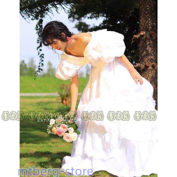 ウエディングドレス レトロ婚 花嫁 サテン 純白 昭和風写真 前 ウエディングドレス レトロ婚 花嫁 サテン 純白 昭和風写真 前