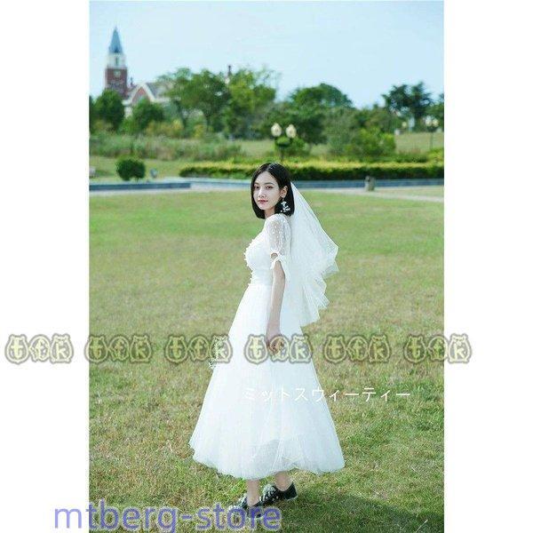 ウエディングドレス リゾートウェディング 半袖 ウェディングドレス 結婚式 二次会 ハネムーンフォト 白 披露宴 前撮り 後撮り 花嫁ドレス チュールスカート ウエディングドレス リゾートウェディング 半袖 ウェディングドレス