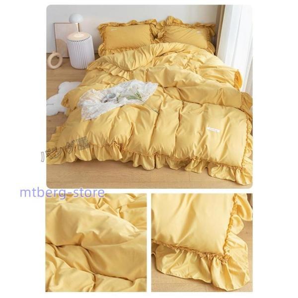 ^夏 布団 セミ 4点セット ベッドスカート枕カバー 柔らかい 肌さわり6 フリル付き 布団カバー4点セット可愛い ベッド用 布団用