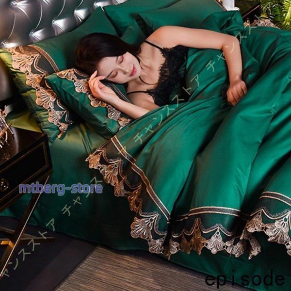 ダブルサイズ 花柄刺繍 カバー・シーツ4点セット ダブルサイズ 花柄刺繍 カバー・シーツ4点セット