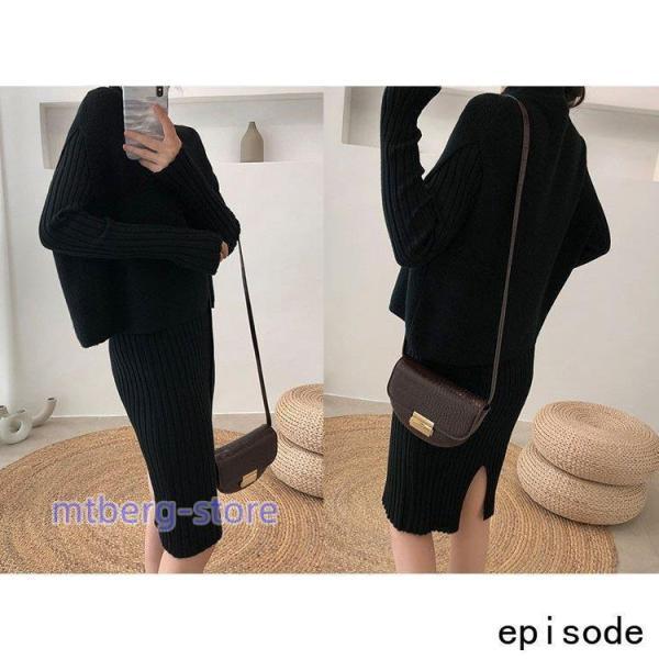 ニットセットアップ ワンピース レディース 40代 秋冬 長袖 ニット