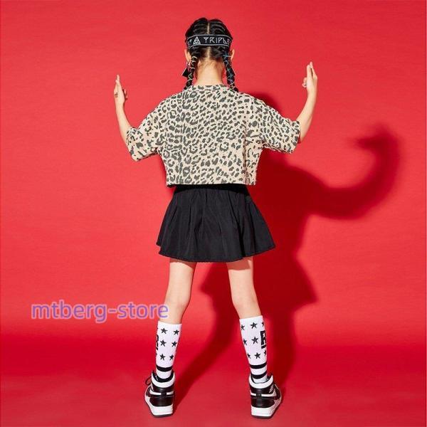 キッズダンス衣装 ヒップホップ 子供服 ヒョウ柄 へそ出し キッズダンス衣装 ヒップホップ 子供服 ヒョウ柄 へそ出し