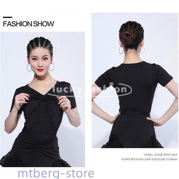 【新品未使用】社交ダンス トップス 練習着 レッスンウェアMサイズ 黒 ブラック 新品未使用】社交ダンス トップス 練習着 レッスンウェアMサイズ