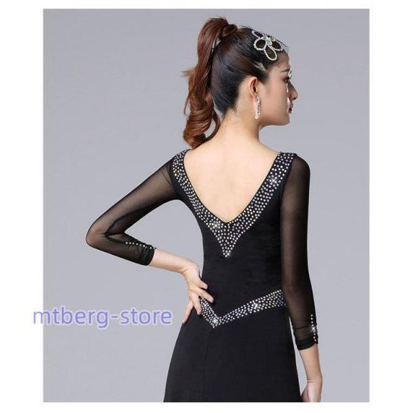 社交ダンスドレス　スタンダードドレス　レッスンウェア 黒 美品S ストレッチ素材 スタンダードドレス WS0611D ブラック M 社交ダンス モダン