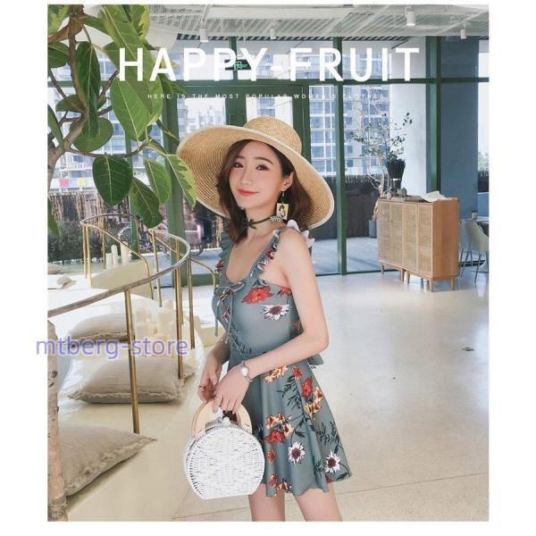 水着レディース 体型カバー 水着 ワンピース型 サロペット 花柄 小胸バンドゥ 水着 フリル 韓国風 40代 大きいサイズ 可愛いスイムウェア 温泉 ママ 水着レディース 体型カバー 水着 ワンピース型 サロペット 花柄 背