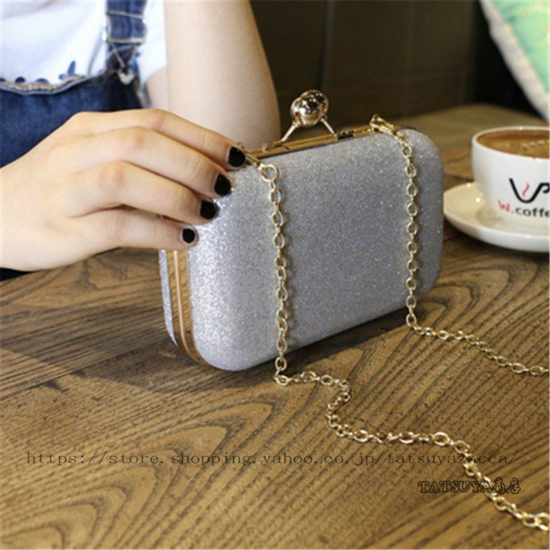 在庫あり パーティーバッグ 結婚式 黒 クラッチ バッグ レディース 2way Goldポイント クラッチバッグ ロングチェーン Cdn Honeymoon Style