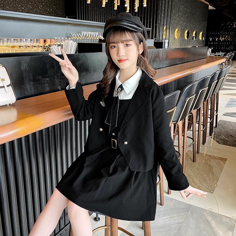 春新作上下セット３点セット可愛い女の子スーツ子供服チェック柄 卒業式 女子スーツ卒服プリーツスカート 小学校 21年ファッション福袋 小学校