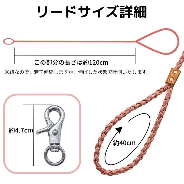 首輪 リード セット【 パラコード首輪 & 引き紐 / 3．レッド /ベージュ