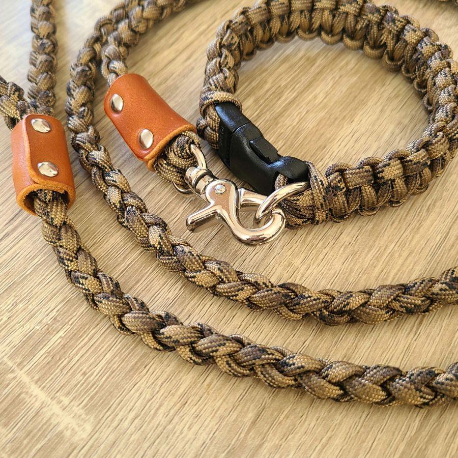 首輪 リード セット【 パラコード首輪 & 引き紐 / 13．カモフラ