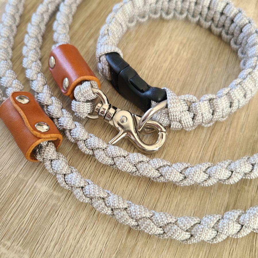 首輪 リード セット【 パラコード首輪 & 引き紐 / 8．シルバー