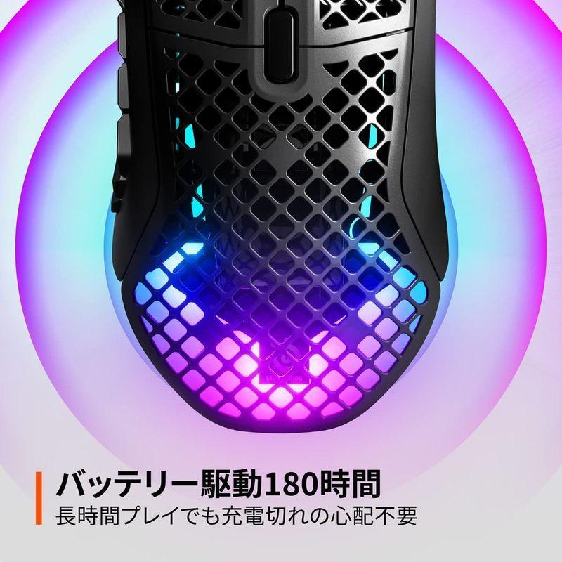 紺×赤 SteelSeries ゲーミングマウス 無線 ワイヤレス Aerox Wireless 超軽量 18ボタン 高速反応 防滴防塵 IP5 SteelSeries ゲーミングマウス 無線 ワイヤレス 2.4Ghz Bluetooth USB-C高速充電対応 超軽量 IP54規格