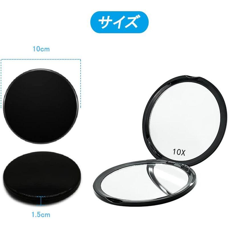 DFsucces ミラー 鏡 携帯ミラー 両面鏡 10倍拡大鏡付 折りたたみ 両面化粧鏡 軽量 小型 持ちやすい おしゃれ 手鏡 外出 旅行 手鏡 メリー ロングステム 天然木製トレイ 片面約5倍 拡大鏡付両面ミラー 8880