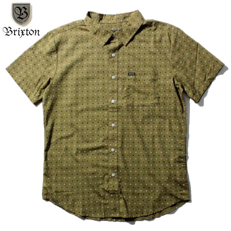 BRIXTON ブリクストン 半袖カジュアルシャツ 小紋柄 オリーブ | BRIXTON
