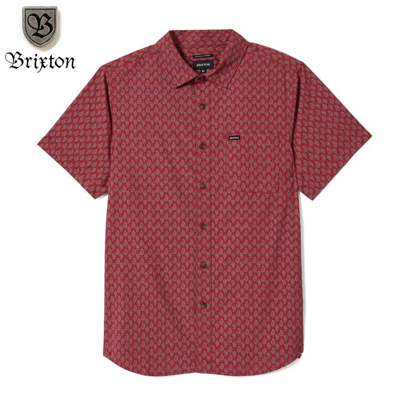 Brixton ブリクストン 半袖シャツ ペイズリー 総柄 レッド 赤 | BRIXTON
