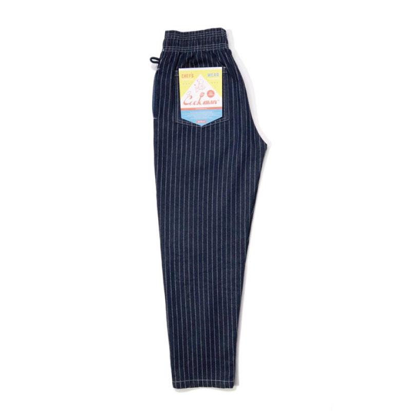 クックマン シェフパンツ イージーパンツ ウォバッシュストライプデニム L COOKMAN（クックマン） シェフパンツ ウォバッシュデニム ストライプ柄