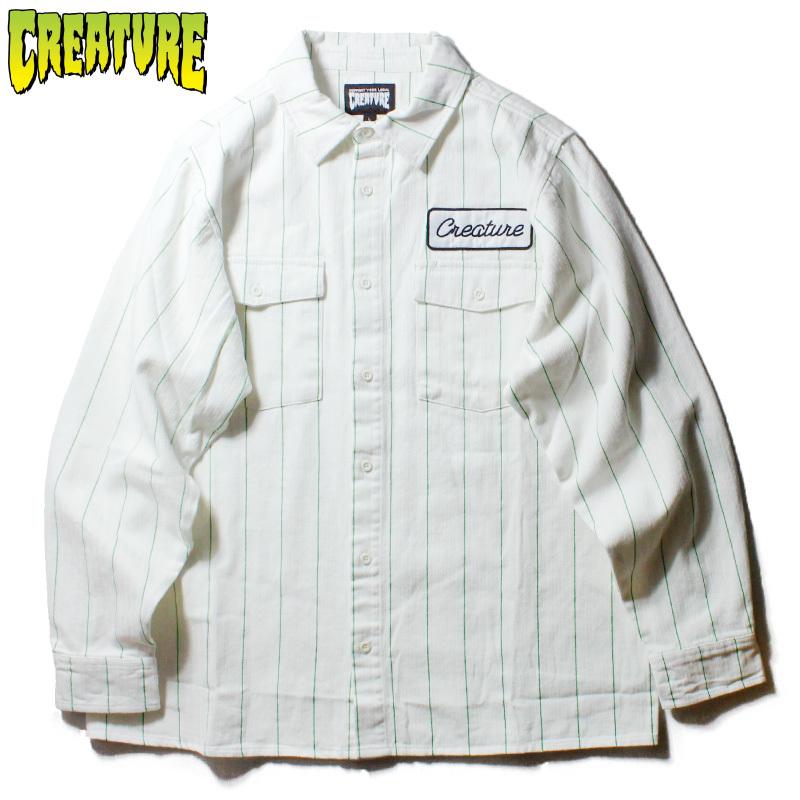 CREATURE（クリーチャー） ワークシャツ ストライプ柄 ナチュラル
