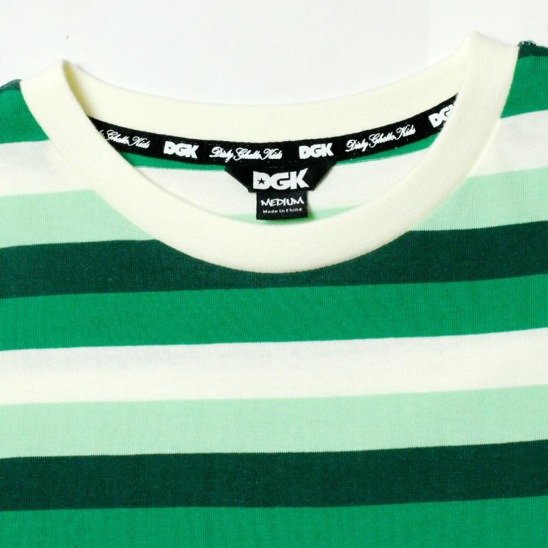DGK ボーダーTシャツ 半袖 グリーンベース 緑 マリファナ刺繍 : CHIKI