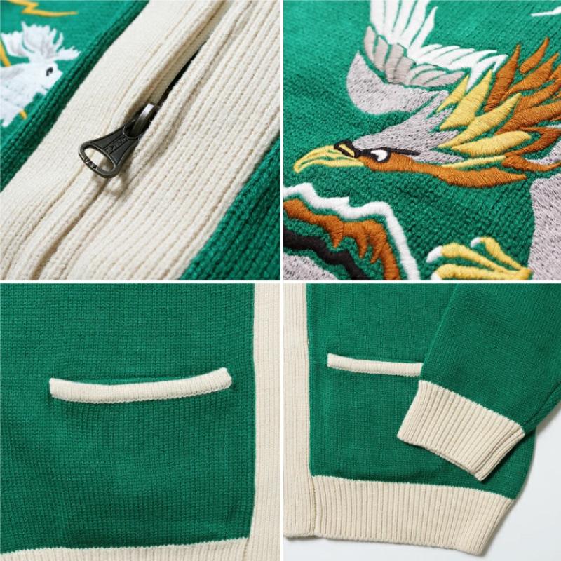 HOUSTON ヒューストン ジップニットカーディガン スーベニア刺繍 HOUSTON ヒューストン ジップニットカーディガン スーベニア刺繍