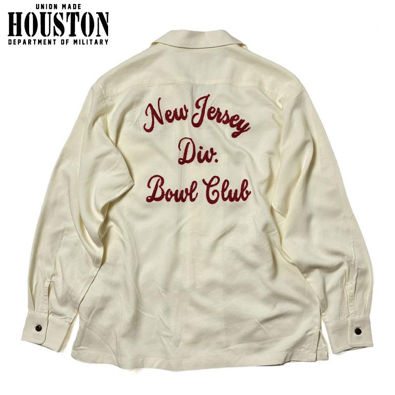 50s 長袖 レーヨン ボーリングシャツ チェーンステッチ アメ車 HOUSTON（ヒューストン） ボーリングシャツ レーヨンオープンカラー