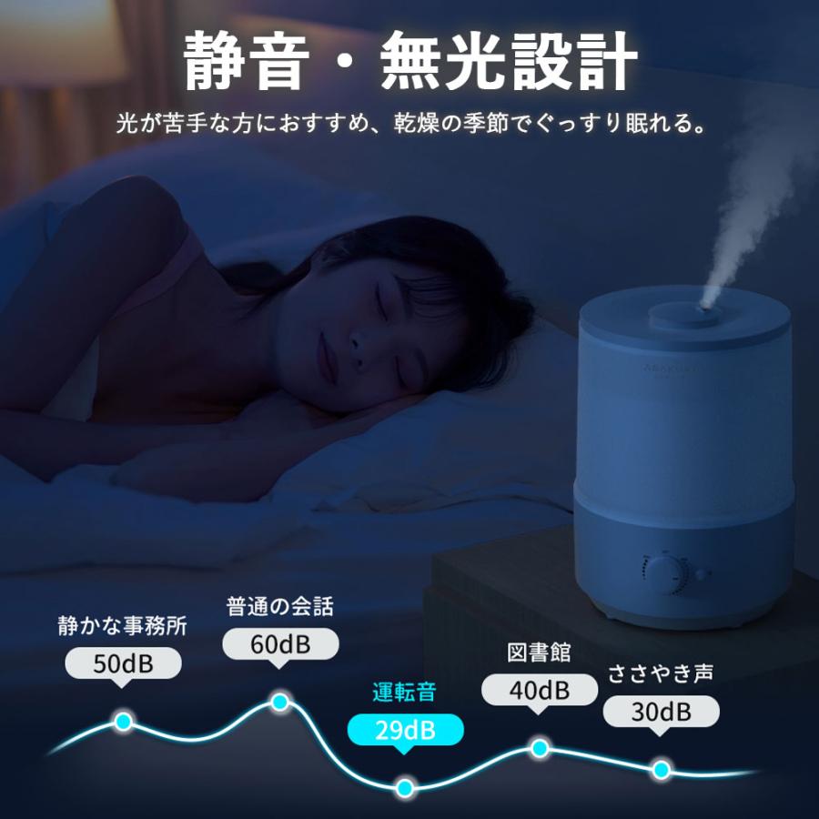 加湿器 超音波式 大容量 3L 超音波加湿器 卓上 除菌 次亜塩素酸