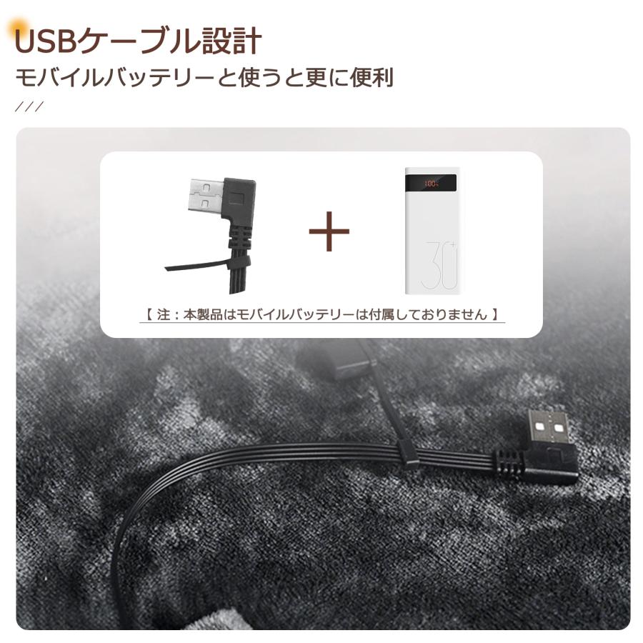 電気毛布 掛け 敷き USB給電タイプ 80×150cm 洗える ボタン付き 省エネ