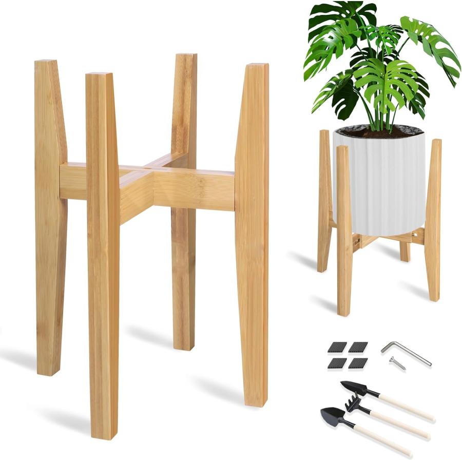 フラワースタンド 木製 プランタースタンド 幅調整可能 竹製 スタンド