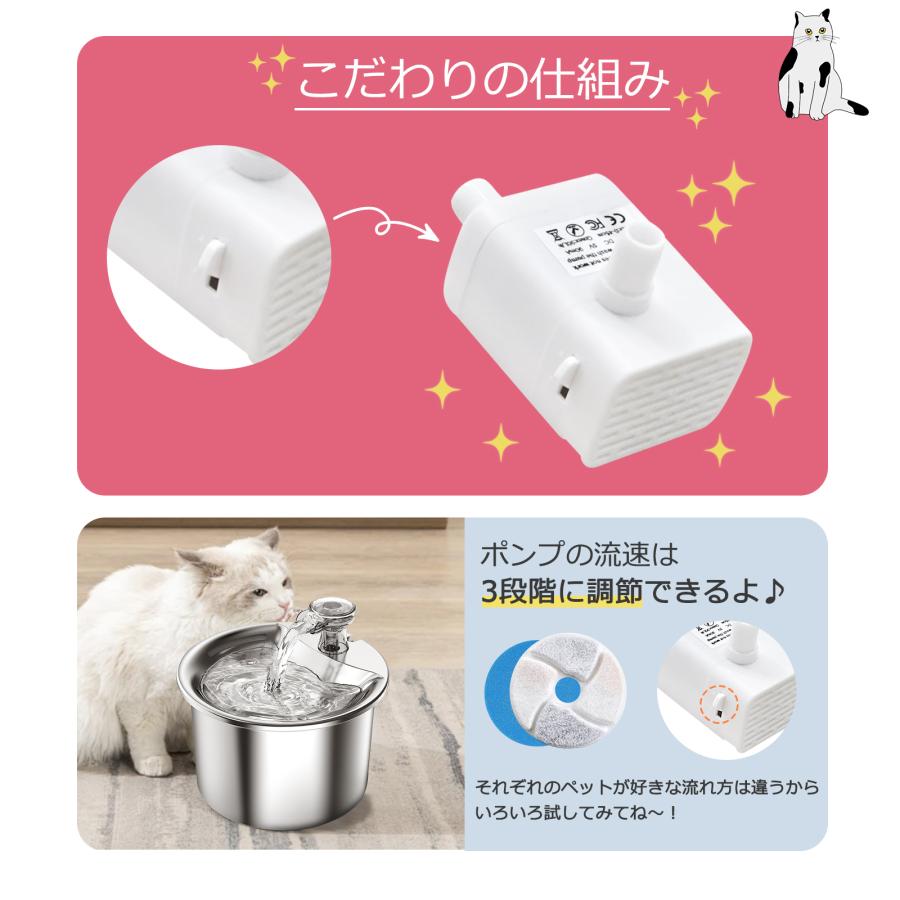 自動給水器 ステンレス製 専用 ポンプ 猫 犬 KSK-PT-2L 水飲み器 浄水