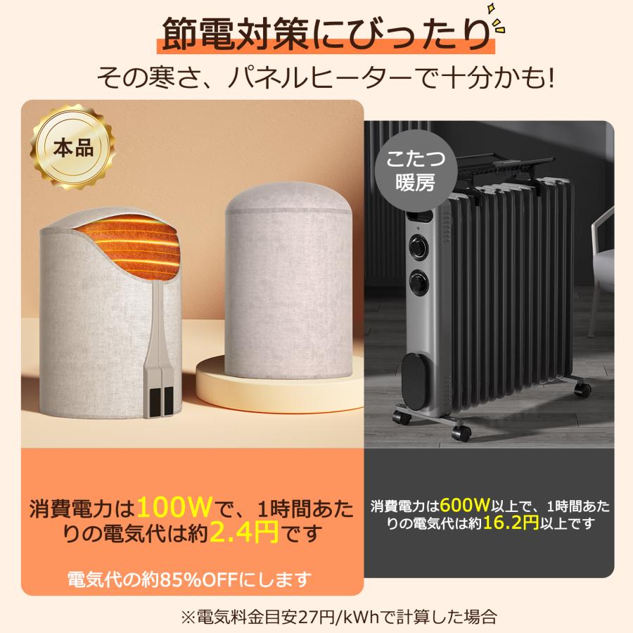 セール中】パネルヒーター 足元 ラウンド型 360度発熱 温度調節