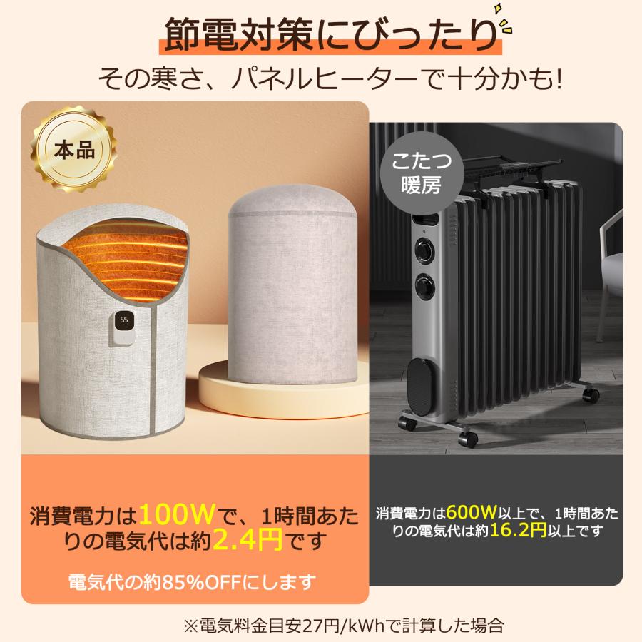 パネルヒーター 足元 ラウンド型 360度発熱 温度調節 オフィス デスク