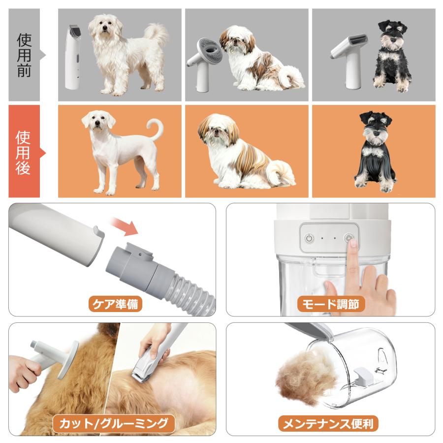 全身カット】ペットバリカン 吸引式 掃除機 爪ヤスリ 犬バリカン 美容