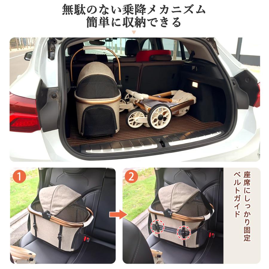 ペットカート 分離型 取り外し 軽量 折りたたみ 多頭 小型犬 中型犬 4