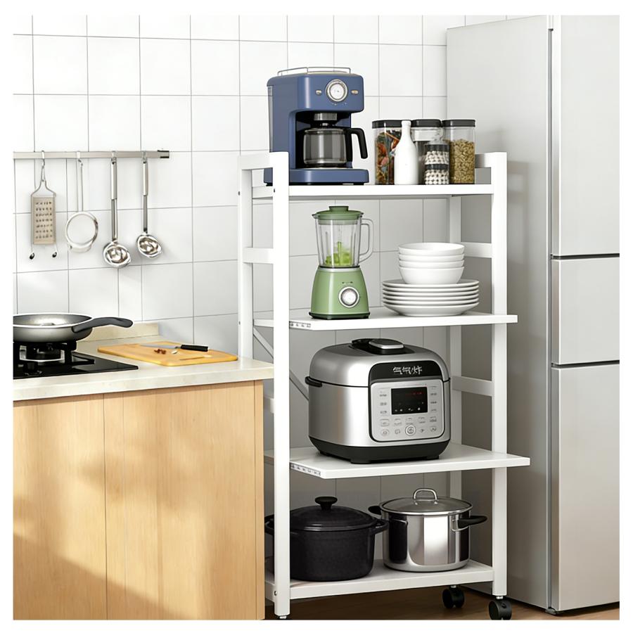 キッチンラック おしゃれ スリム 4段 幅55 食器棚 スライド棚 スチール