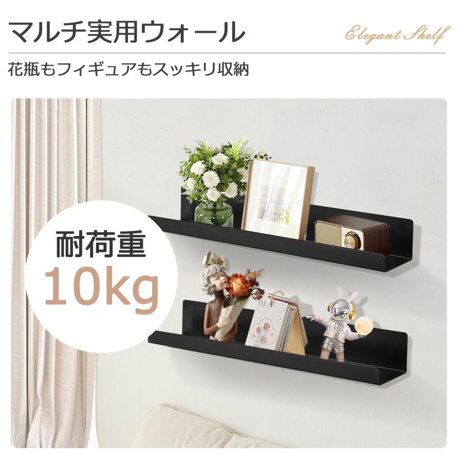 ウォールシェルフ 飾り棚 アイアン製 壁掛け シェルフ 2枚セット 壁