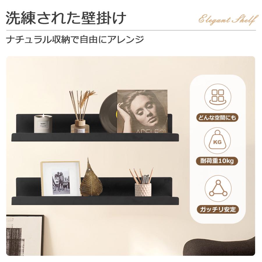 ウォールシェルフ 飾り棚 アイアン製 壁掛け シェルフ 2枚セット 壁