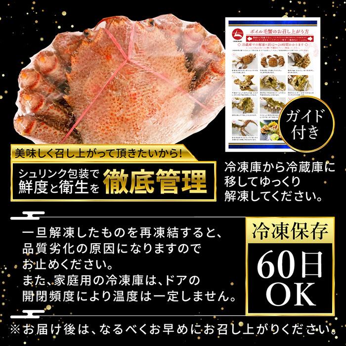 北海道産 ボイル済み浜茹毛蟹570g×1尾 【本州・四国エリア送料無料】毛ガニお取り寄せギフトにオススメ｜chikumaru｜11