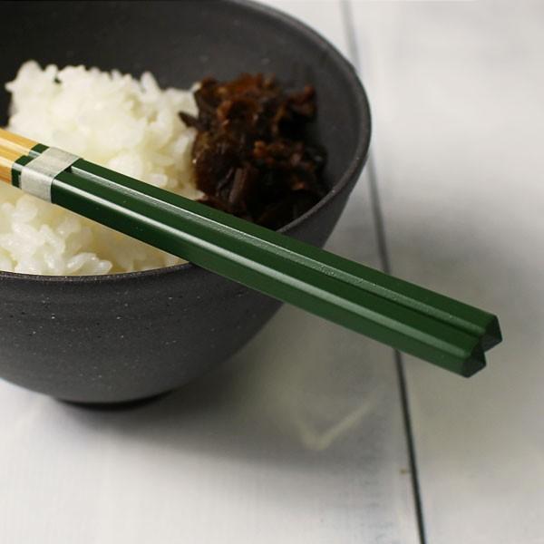 国産 日本製 箸 男女兼用22.5cm ほどほどに細い箸先 ダイヤ削ぎ竹箸 緑