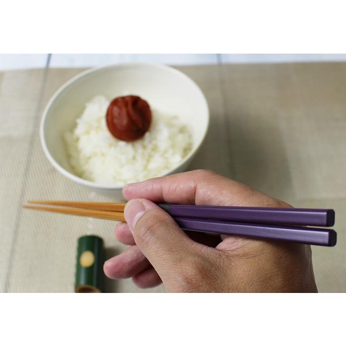 箸 竹 みやこ箸 紫 国産 日本製 22.5cm短め先やや細い 家族用5色 : 竹