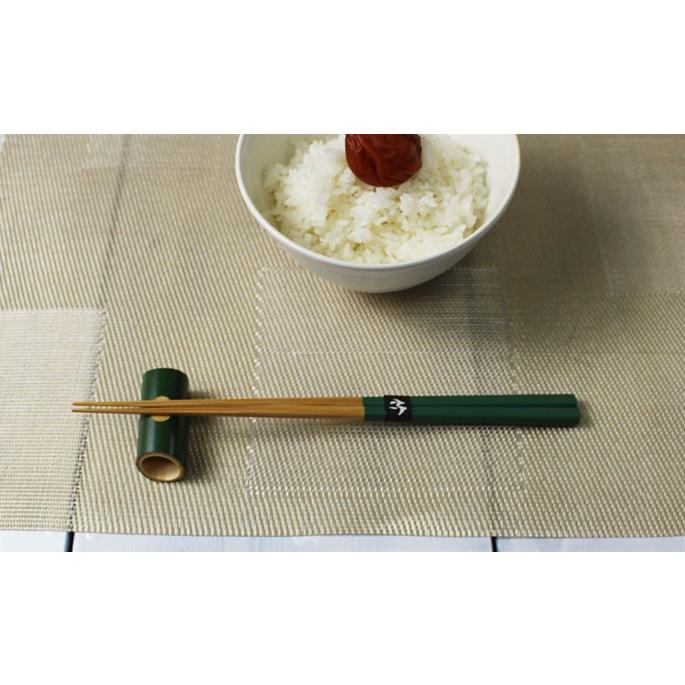 竹箸 22.5cm みやこ箸 緑 グリーン 箸先1.5mm 四角箸 万能箸 家族用