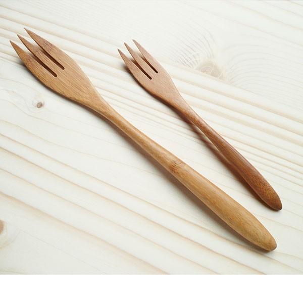 竹のデザートフォーク軽量アウトドア キャンプ 15cmバーベキュー用