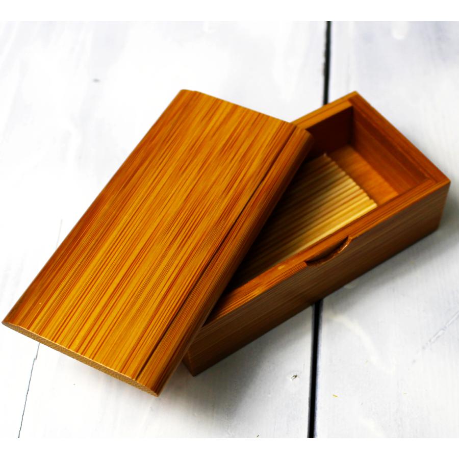 スス竹ふた付き爪楊枝入れ1個 箱型爪楊枝BOX 蓋付き衛生的 飲食店業務