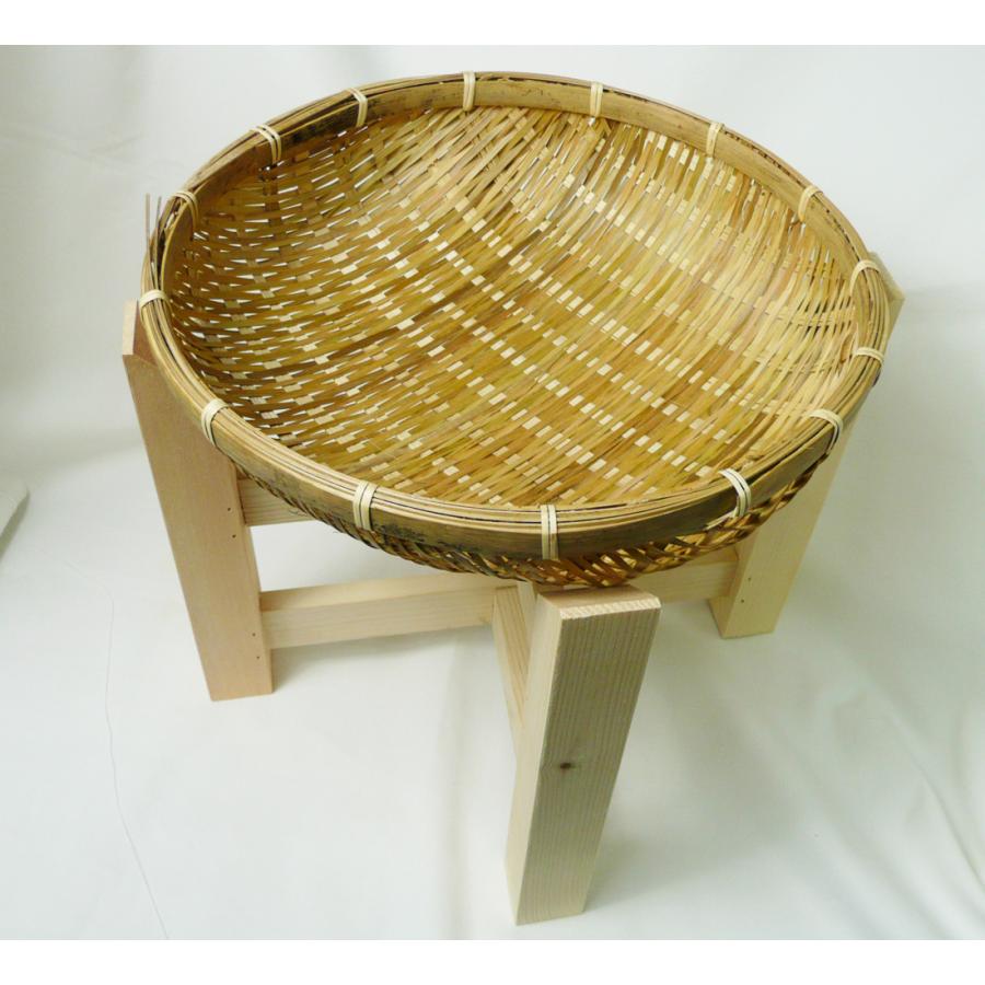 木製飾り台カゴ/ざる付き30cm 葉物野菜など商品陳列棚 ディスプレイ
