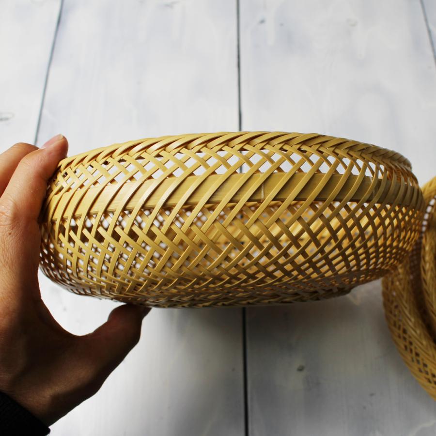 白竹鉄鉢盛かご（中）花六目の技法が可愛らしい篭/フルーツ盛り/菓子器
