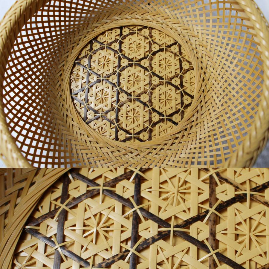 白竹鉄鉢盛かご（中）花六目の技法が可愛らしい篭/フルーツ盛り/菓子器