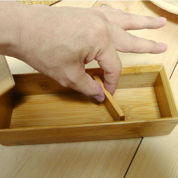 スス竹 細長 1段弁当箱 20cm 仕切り付き ゴムバンド ランチボックス