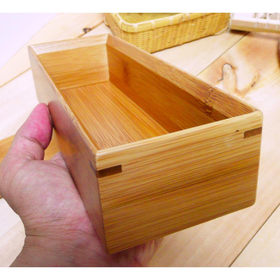 スス竹細長1段弁当箱/竹の可愛らしい箱型仕切り有り弁当箱/ゴムバンド