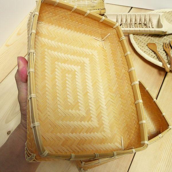 京銘竹アジロ編み弁当箱（大）ランチボックス ピクニックバスケット