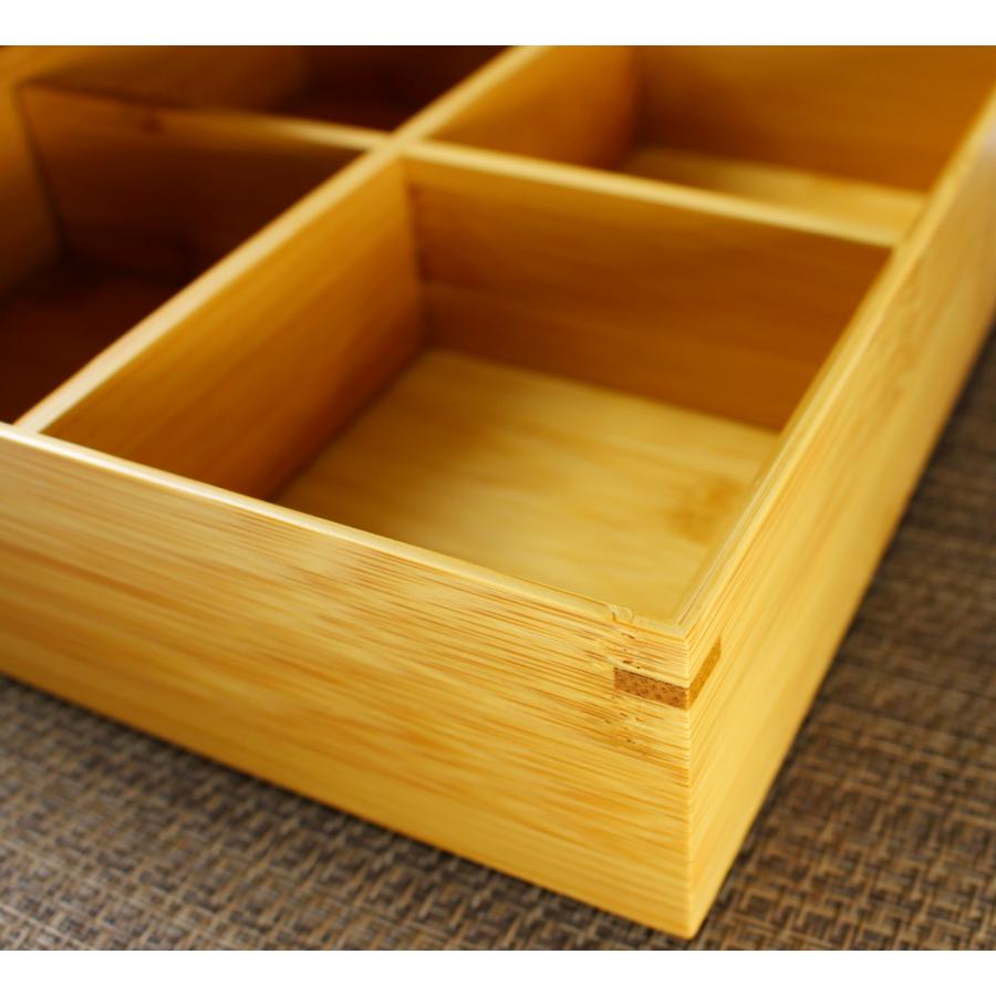 スス竹松花堂弁当箱1段4枡区切り 国産日本製 かぶせ蓋十字仕切り