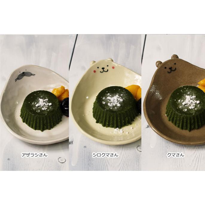 クマさんの絵皿/茶色/作家物の可愛い子供用の小さい皿/ケーキ デザート